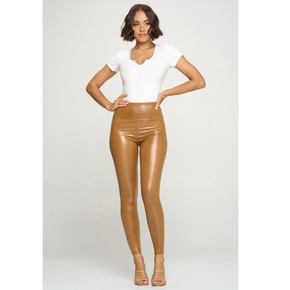 Chocolate USA High Waisted Vinyl Leggings - Picture 4 of 5